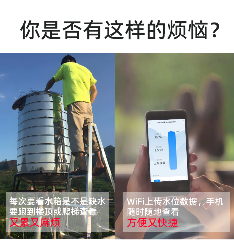 太陽能供電超聲波液位傳感器實(shí)時(shí)監(jiān)測(cè)水箱液位2326
